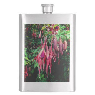 Red flowers hip flask