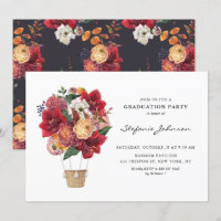 Red Flowers Hot Air Balloon Graduation Party