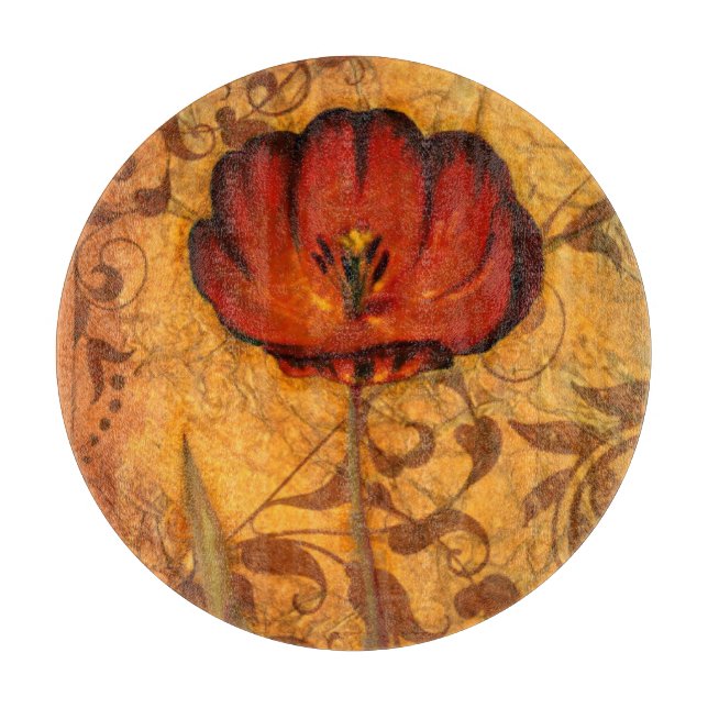 Red Flowers I Cutting Board (Front)