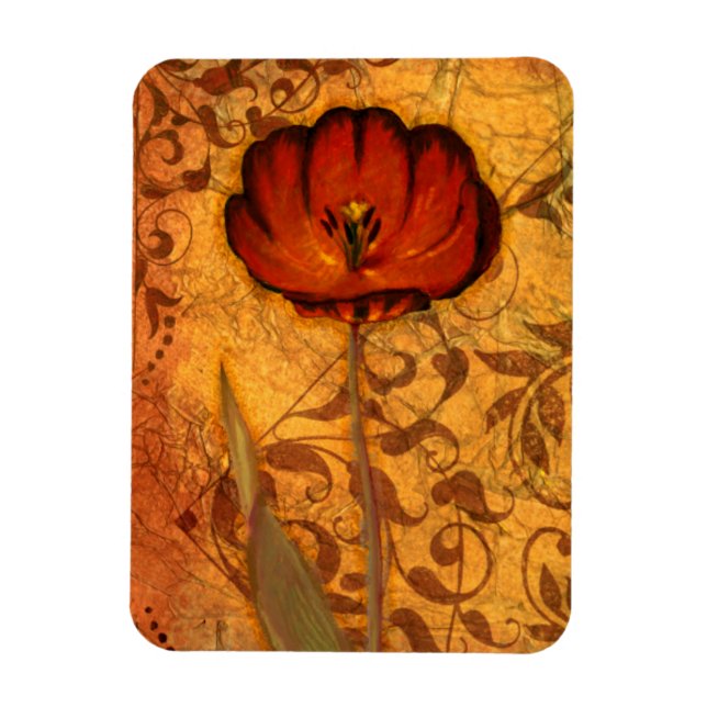 Red Flowers I Magnet (Vertical)