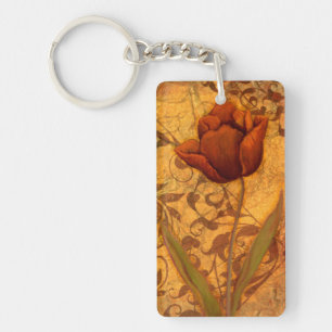 Red Flowers II Key Ring