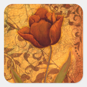 Red Flowers II Square Sticker