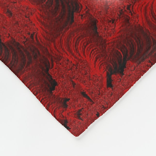 Red Flowers in 3D , Artdeco Fleece Blanket (Corner)