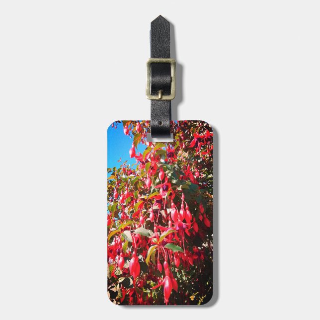 Red flowers luggage tag (Front Vertical)