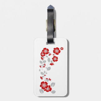red flowers luggage tag