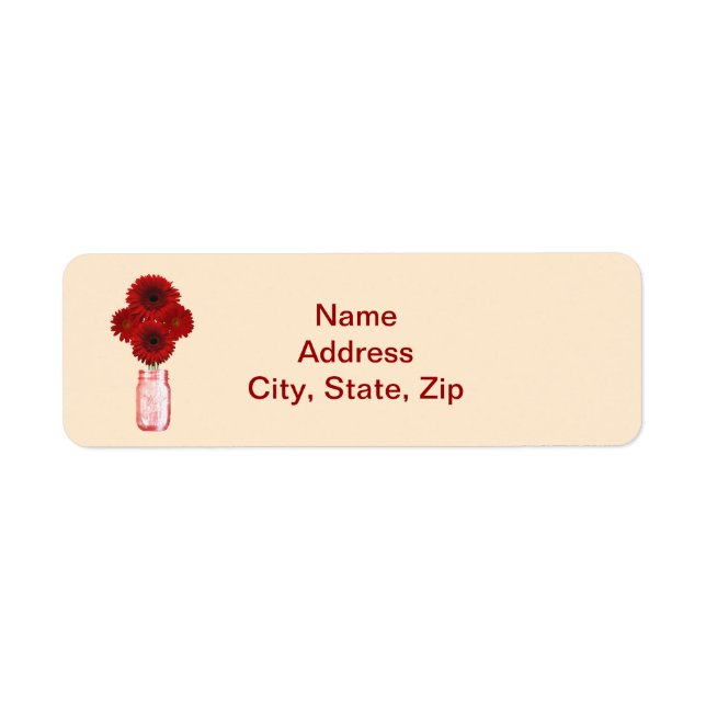 Red Flowers Mason Jar Address Labels (Front)