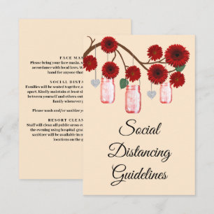 Red Flowers Mason Jar Safety Measures Enclosure Card