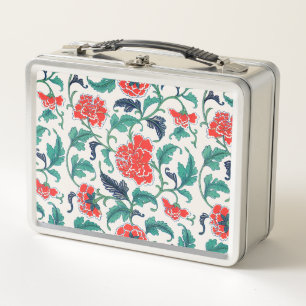 Red flowers metal lunch box
