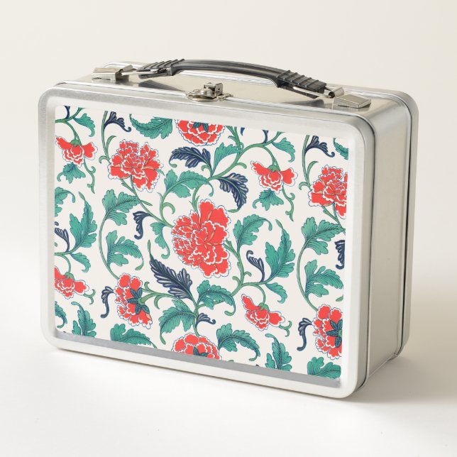 Red flowers metal lunch box (Front)