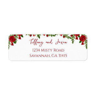 Red Flowers Modern Elegance Romantic Address