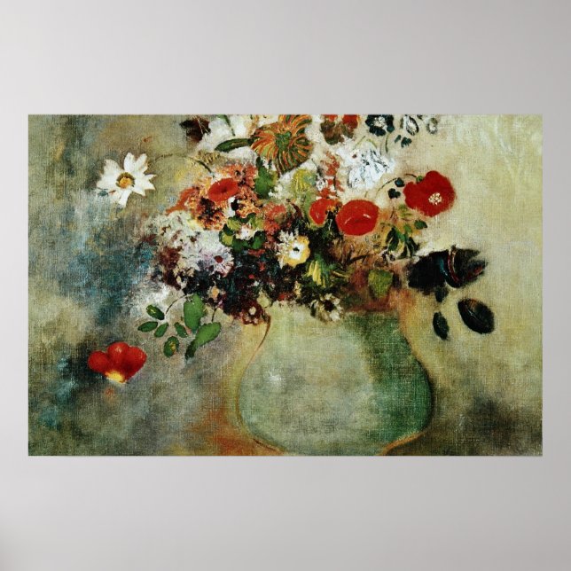 Red Flowers, Odilon Redon flowers Poster (Front)