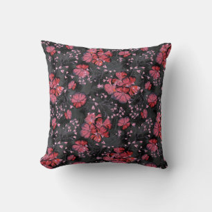 Red flowers on a black-grey background. cushion