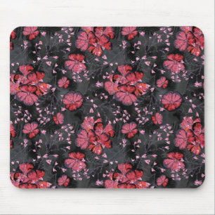 Red flowers on a black-grey background. mouse mat