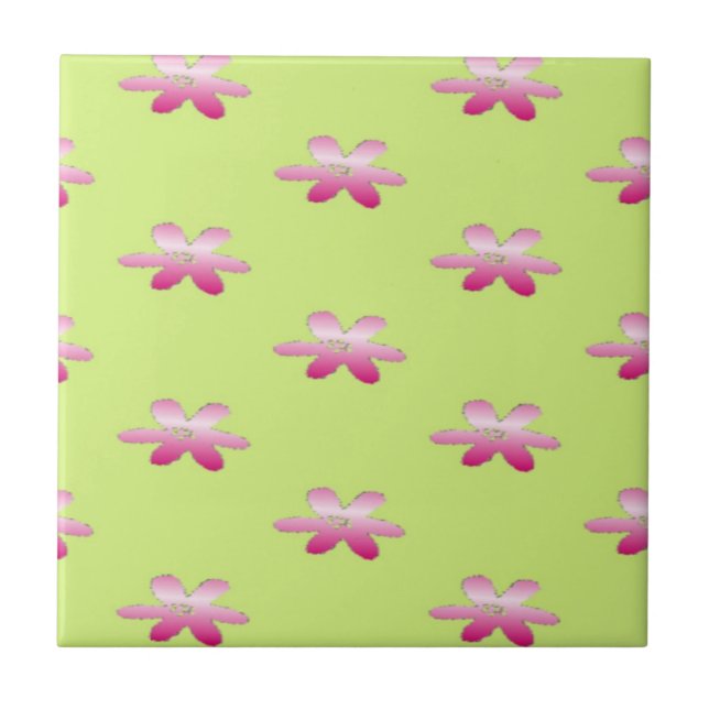 Red flowers on green tile (Front)