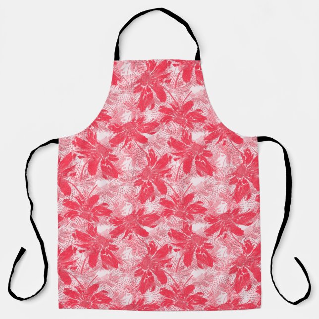 Red flowers on white. apron (Front)