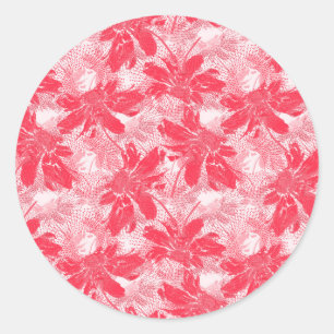 Red flowers on white. classic round sticker