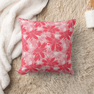 Red flowers on white. cushion