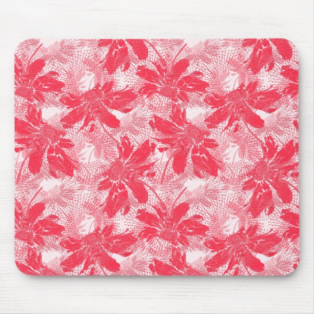 Red flowers on white. mouse mat (Front)