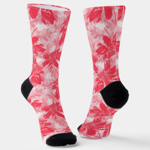 Red flowers on white. socks