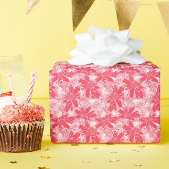 Red flowers on white. wrapping paper (Birthday Party)