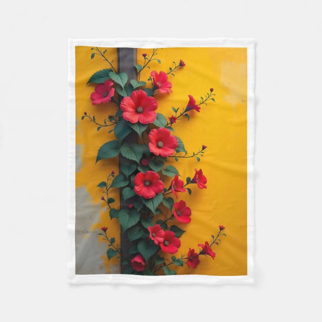 Red Flowers on Yellow Blanket (Front)