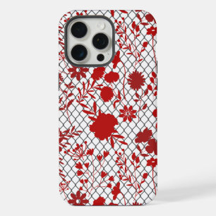 'Red Flowers Outline on Net iPhone 15 Pro Max Case