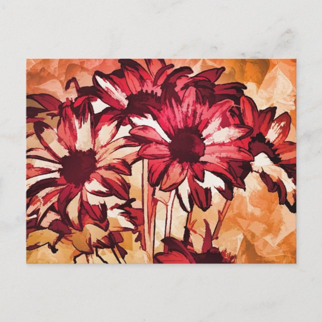 Red Flowers Painting Postcard (Front)