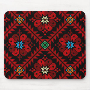Red flowers Palestine Embroidery tatreez Pattern Mouse Mat