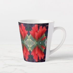 Red Flowers Pattern Latte Mug