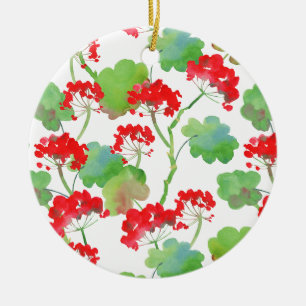 Red flowers (Pelargonium) Ceramic Tree Decoration