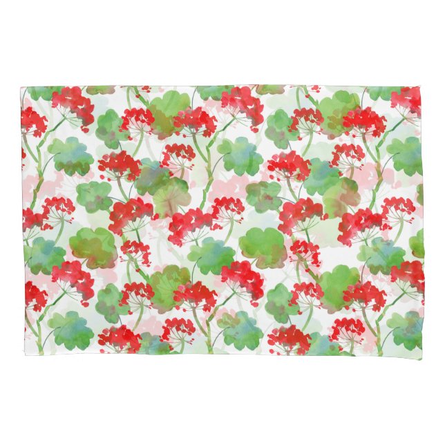 Red flowers (Pelargonium) Pillowcase (Front)
