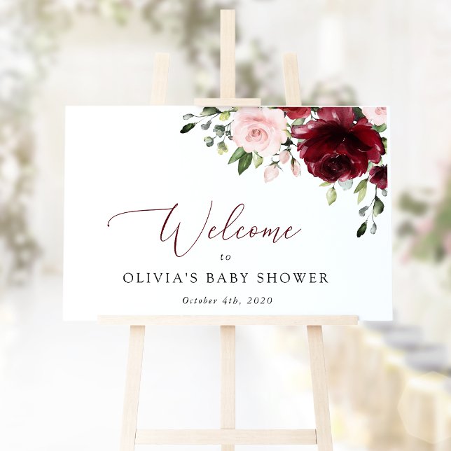 Red Flowers, Pink Flowers, Baby Shower Welcome Poster (Creator Uploaded)