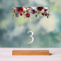 Red Flowers, Pink Flowers, Baptism Table Numbers