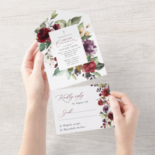 Red Flowers, Pink Flowers, First Holy Communion All In One Invitation