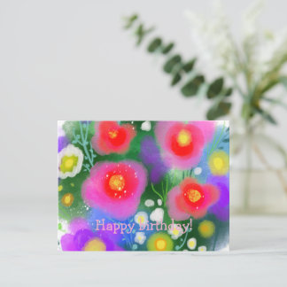 Red flowers postcard