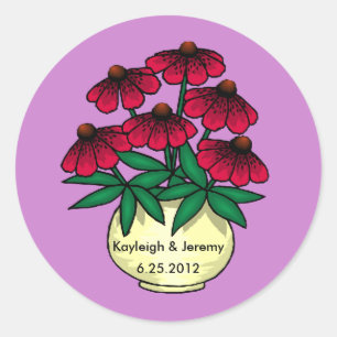 Red Flowers Purple Background Personalised Sticker