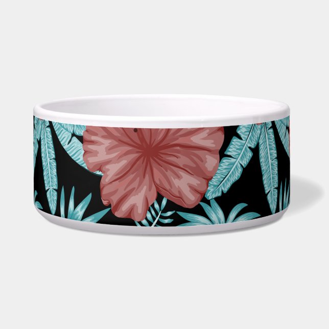 Red flowers tropical seamless pattern &blue leaves (Front)