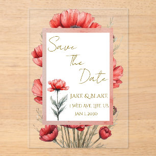 Red Flowers Wedding Invitation