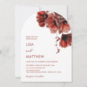Red Flowers White Invitation