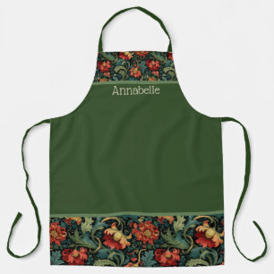 Red Flowers William Morris Print Personalise Apron
