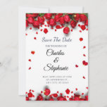 Red flowers with romantic red hearts invitation<br><div class="desc">White wedding invitations decorated with red flowers are designed for those who love romance and simple and attractive invitations. Red roses are formed on both sides to give a beautiful appearance. The scenic natural appearance as well as the geometric black line to match the white and red flowers, if you...</div>