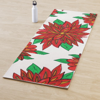 Red Flowers Yoga Mat 