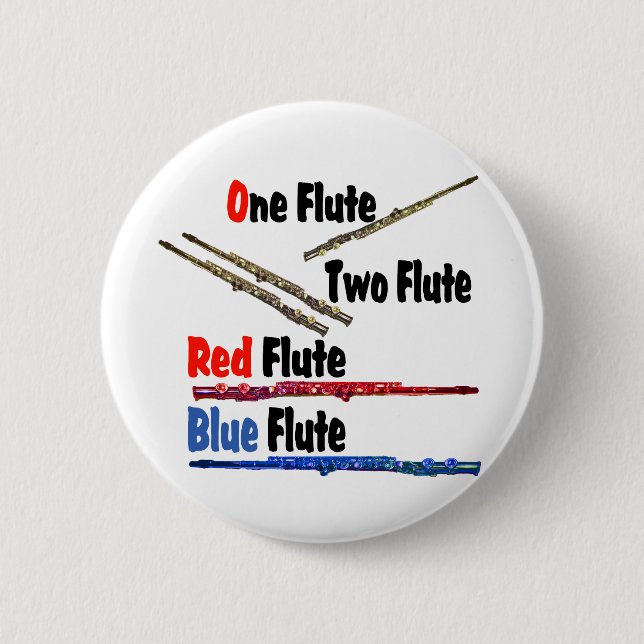 Red Flute Blue Flute 6 Cm Round Badge (Front)