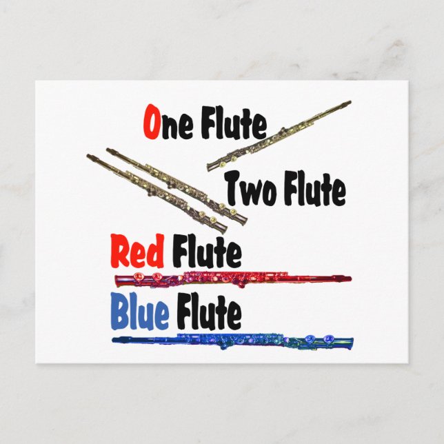 Red Flute Blue Flute Postcard (Front)