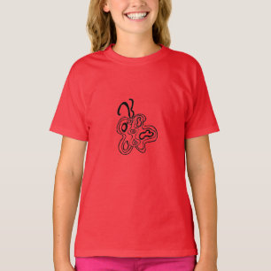 Red Flutterfly B&W Doodle T-Shirt
