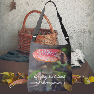 Red Fly Agaric Mushroom in the Forest Crossbody Bag