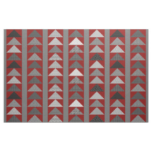 Red "Flying Geese" Patchwork-Look Fabric