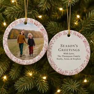 Red Foliage Photo Christmas Keepsake  Ceramic Tree Decoration