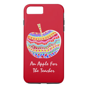 Red Folk Art Apple Teacher's iPhone 7 Plus case