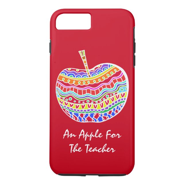 Red Folk Art Apple Teacher's iPhone 7 Plus case (Back)